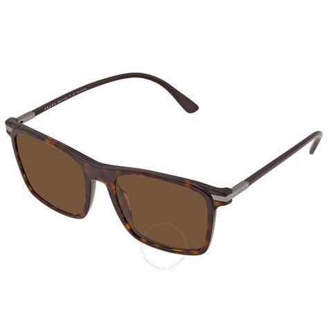 Prada Brown Polarized Square Men's Sunglasses PR 19XS 